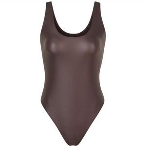 NEW SKIMS Women's Cocoa Wet Jersey Tank BodySuit BS-TNK-0801 Size L